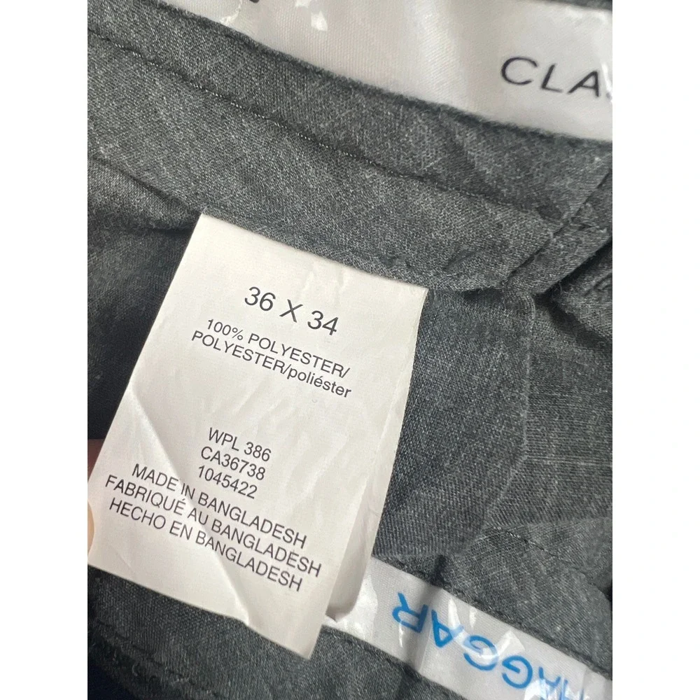 Haggar Dress Pants Mens 36x34 Gray Classic Fit Flat Front Straight Leg Polyester